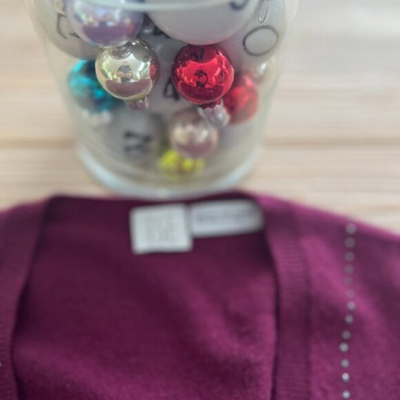 TSE Burgundy Cashmere Cardigan with Stud Detailing – Size Small - Picture 8 of 8